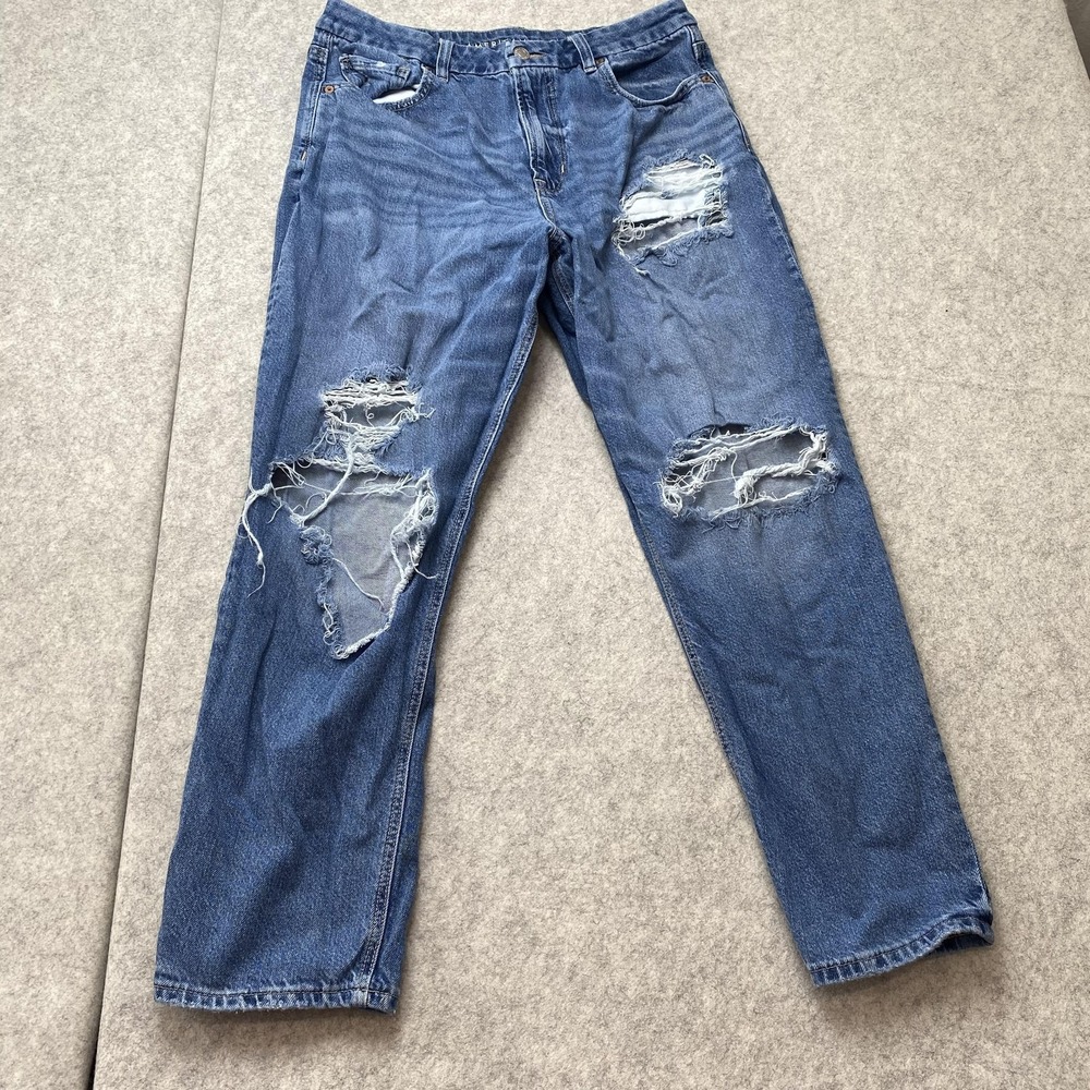 American Eagle Mom Jeans Womens 14 Short (29x25) Blue Distressed Denim